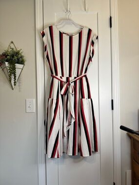 Who What Wear Striped Linen Dress